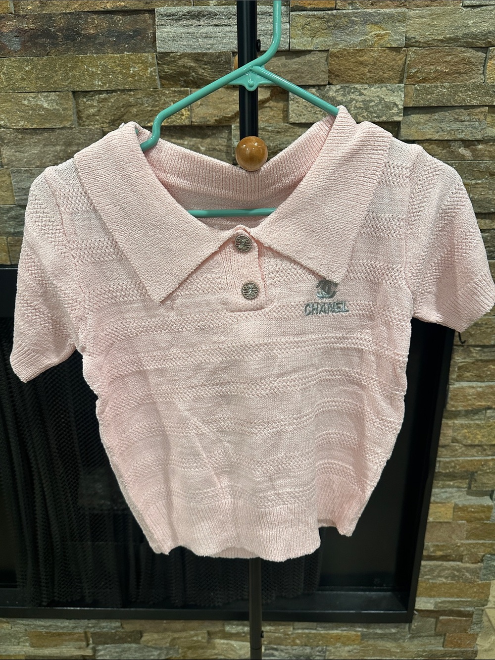 Pink Knit Polo Top size S